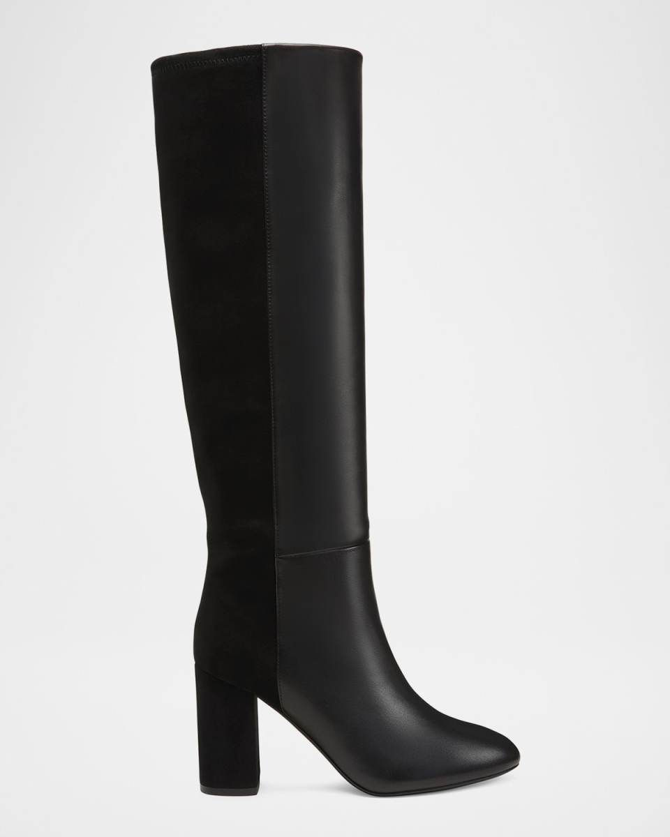 Strut Mixed Leather Knee Boots